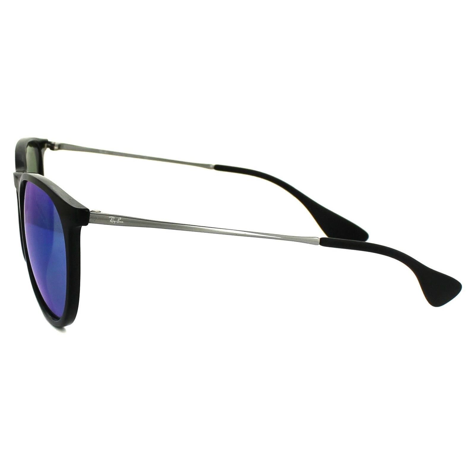 Round Black & Gunmetal Blue Mirror Sunglasses