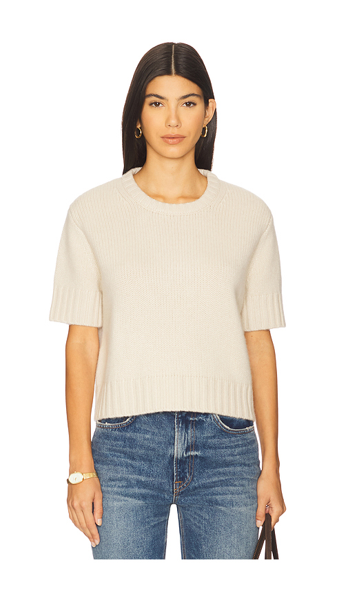 Soft Goat Chunky Short Sleeve Pullover - Ivory. S. Also