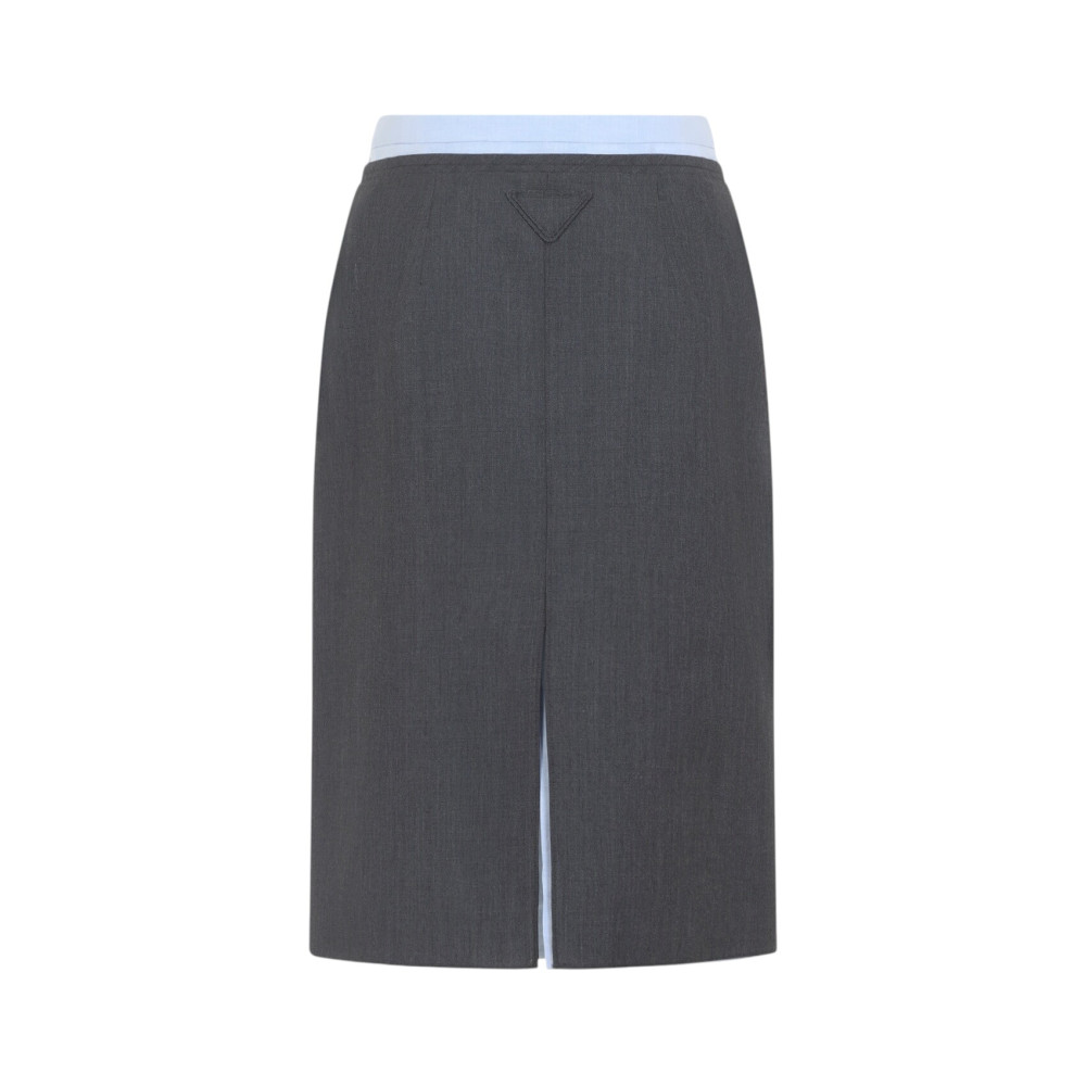 Grey Solid Midi Skirt