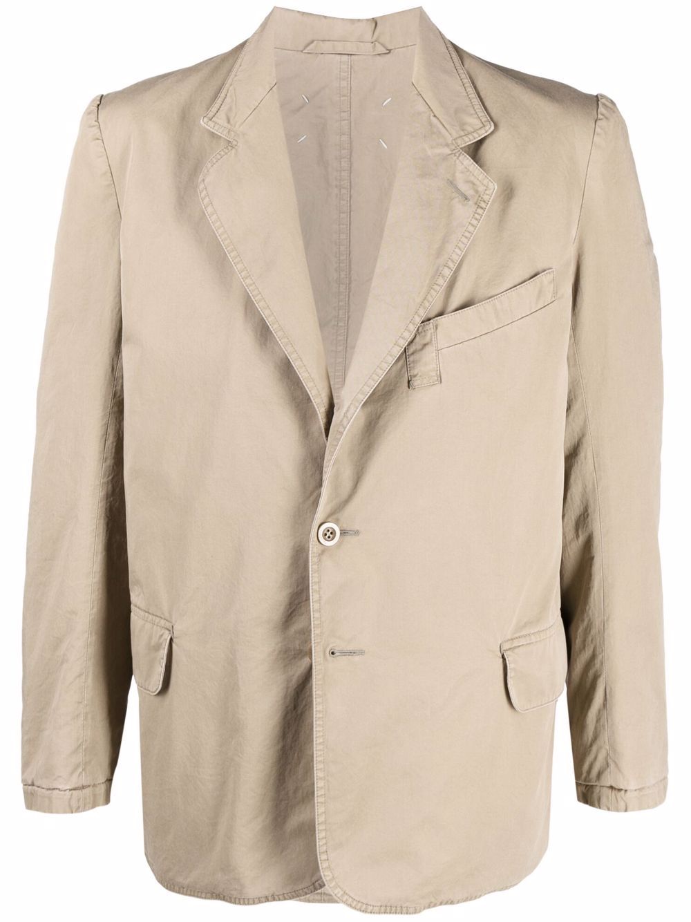 Notched-lapels single-breasted blazer - Neutrals