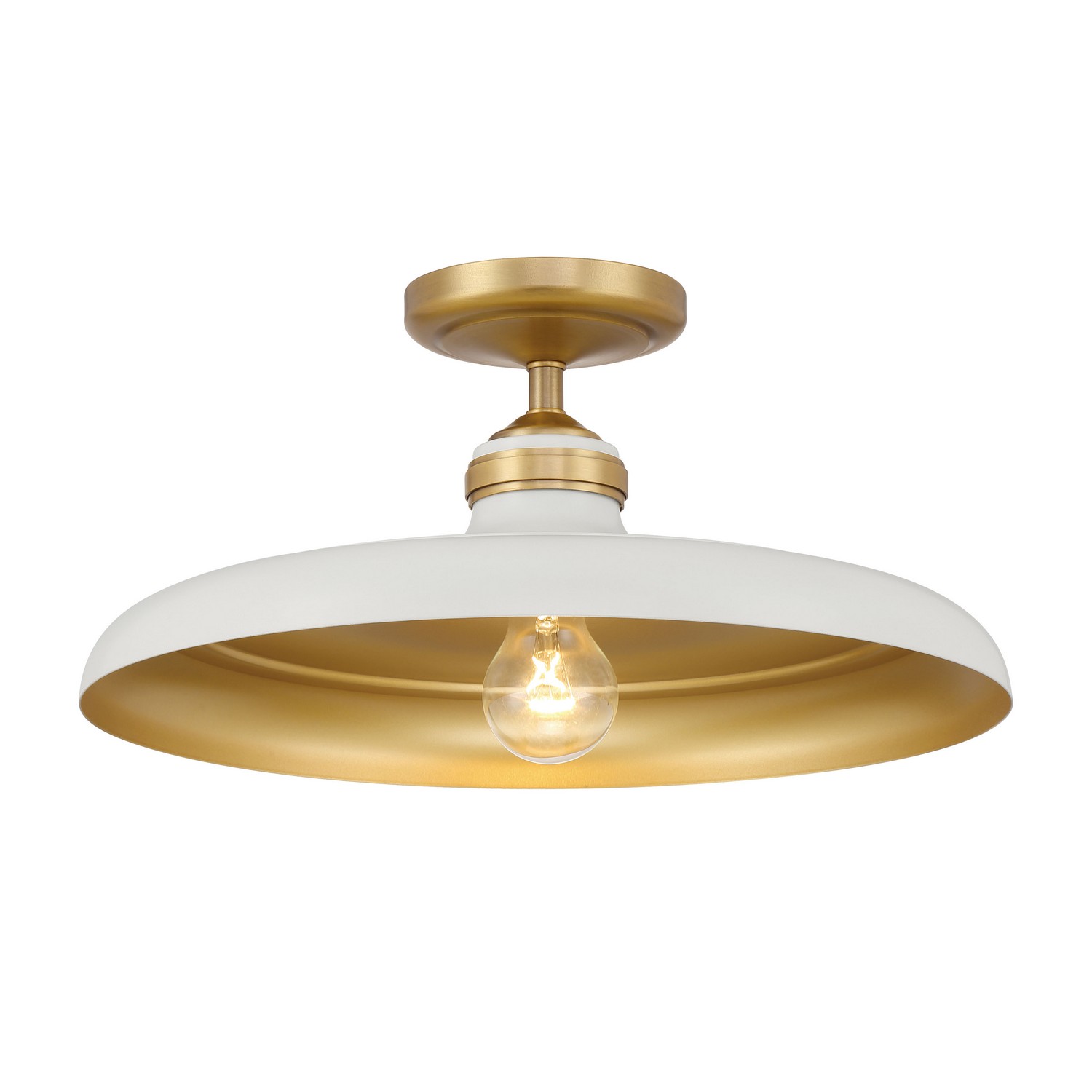 Legacy Brass & Off White Cream Semi Flush Mount from the Crowne Collection