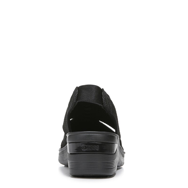 Women's Double Up Slingback Wedge Sandals (Black Knit)