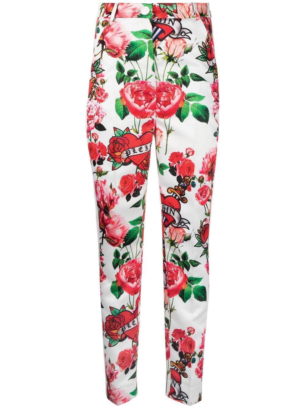 Floral-print trousers - White
