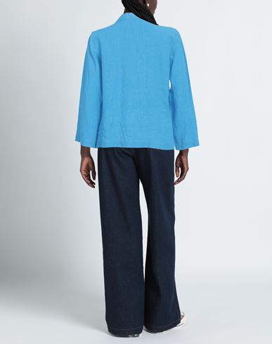 Woman Jacket Azure Size 6 Linen