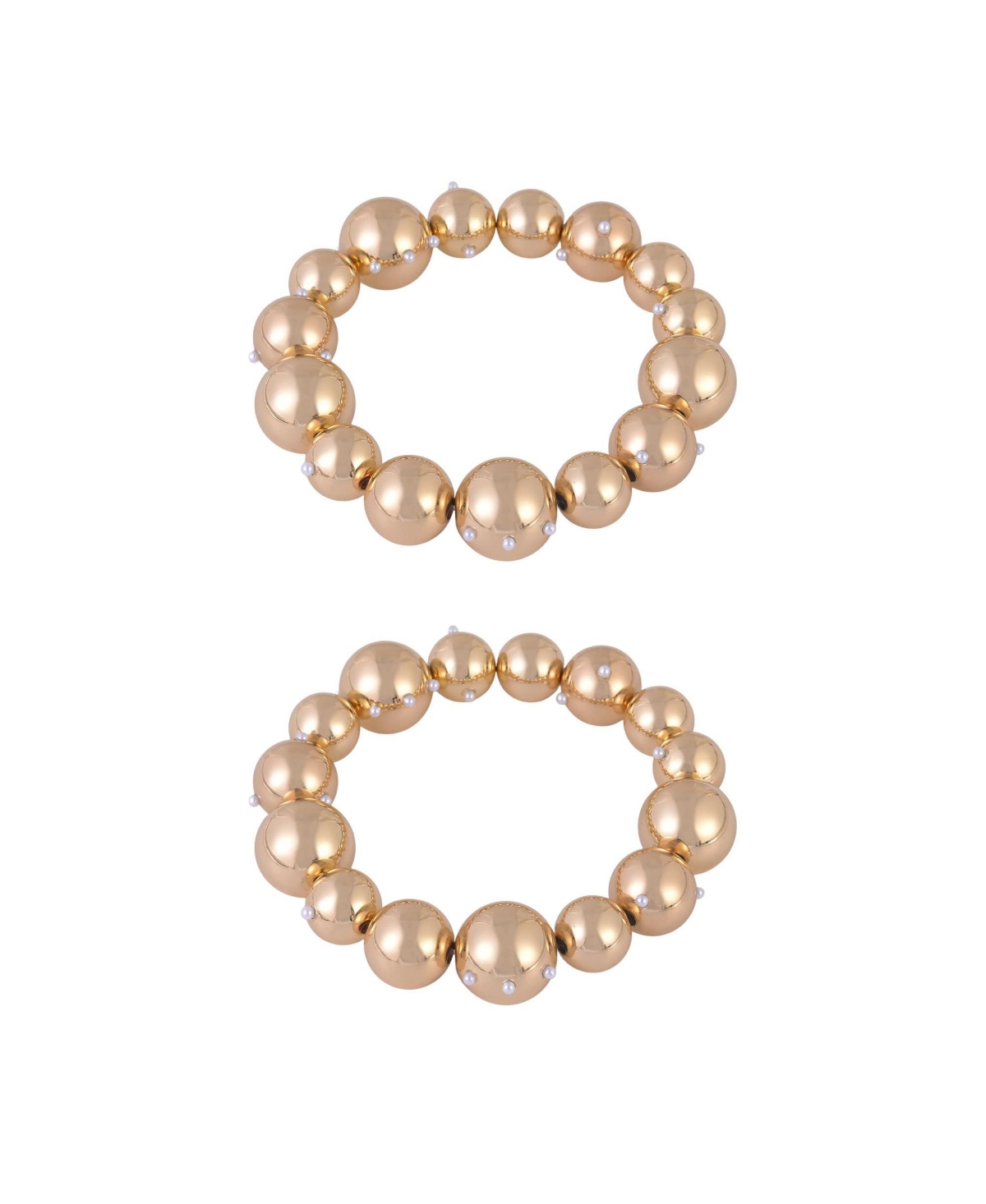 Gold Tone 2pc Ball Stretch Bracelets