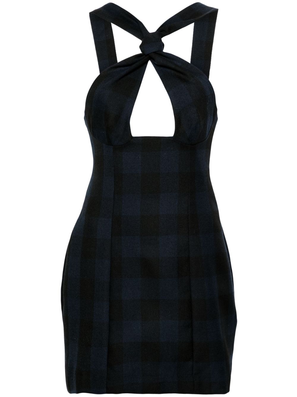 Tie wool minidress - Blue