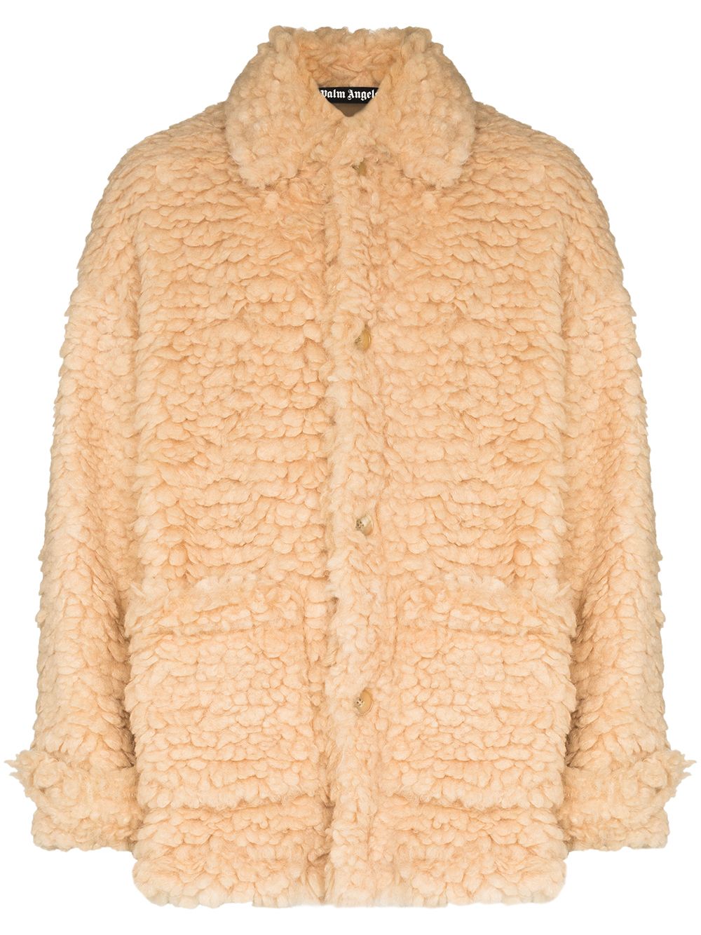 Faux-shearling single-breasted short coat