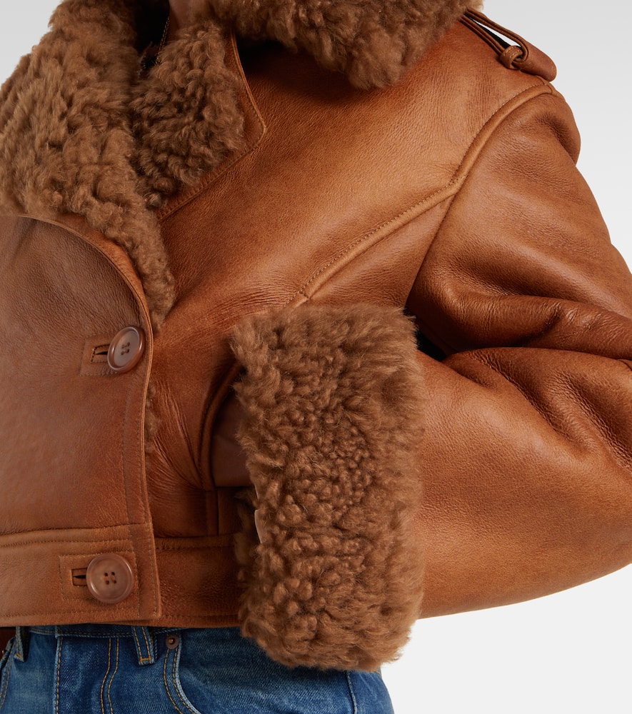 Chloé Cropped shearling-trimmed leather jacket