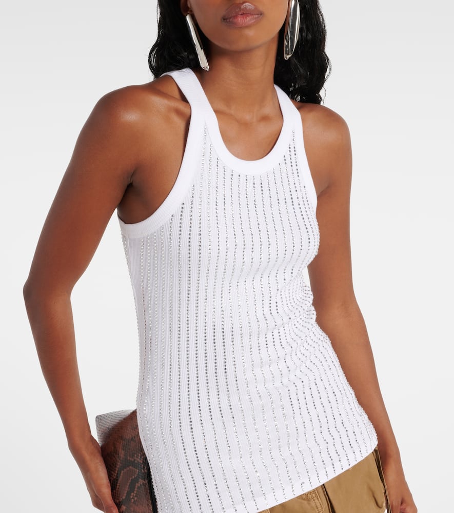 Crystal-embellished cotton tank top