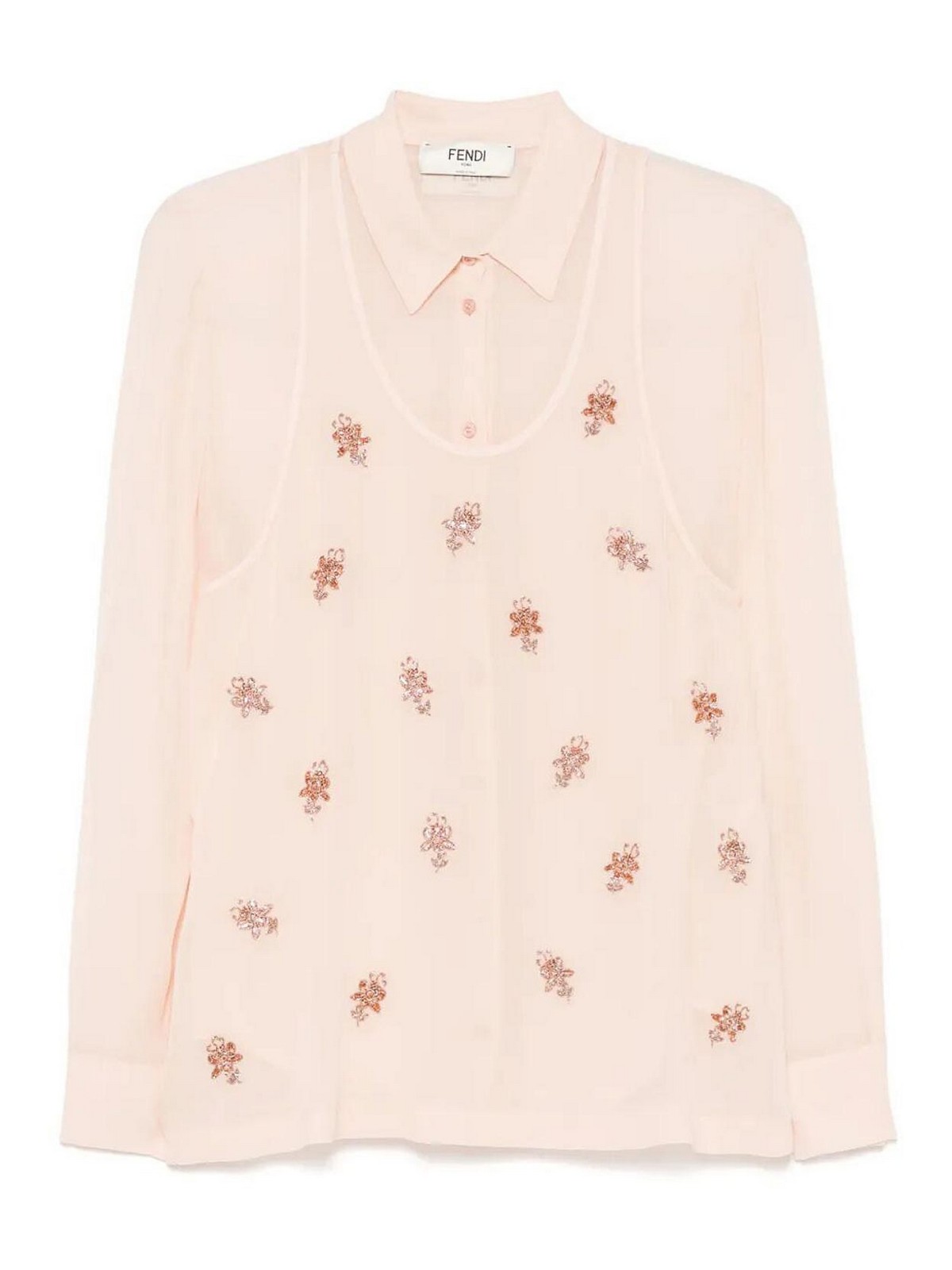 Georgette Top With Rhinestones And Sequins Embroidery