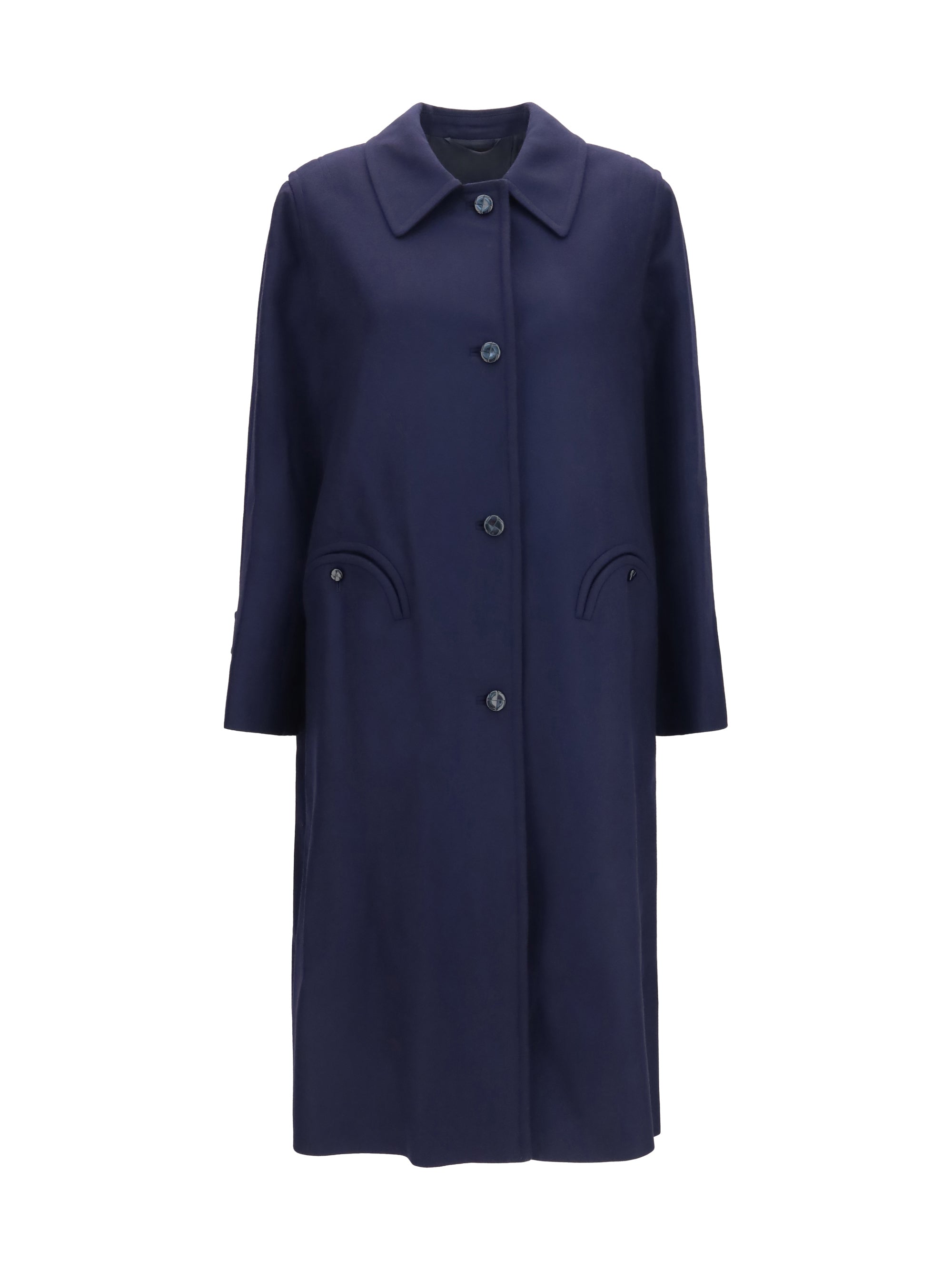 Nitak Woolly Trench Coat — Navy