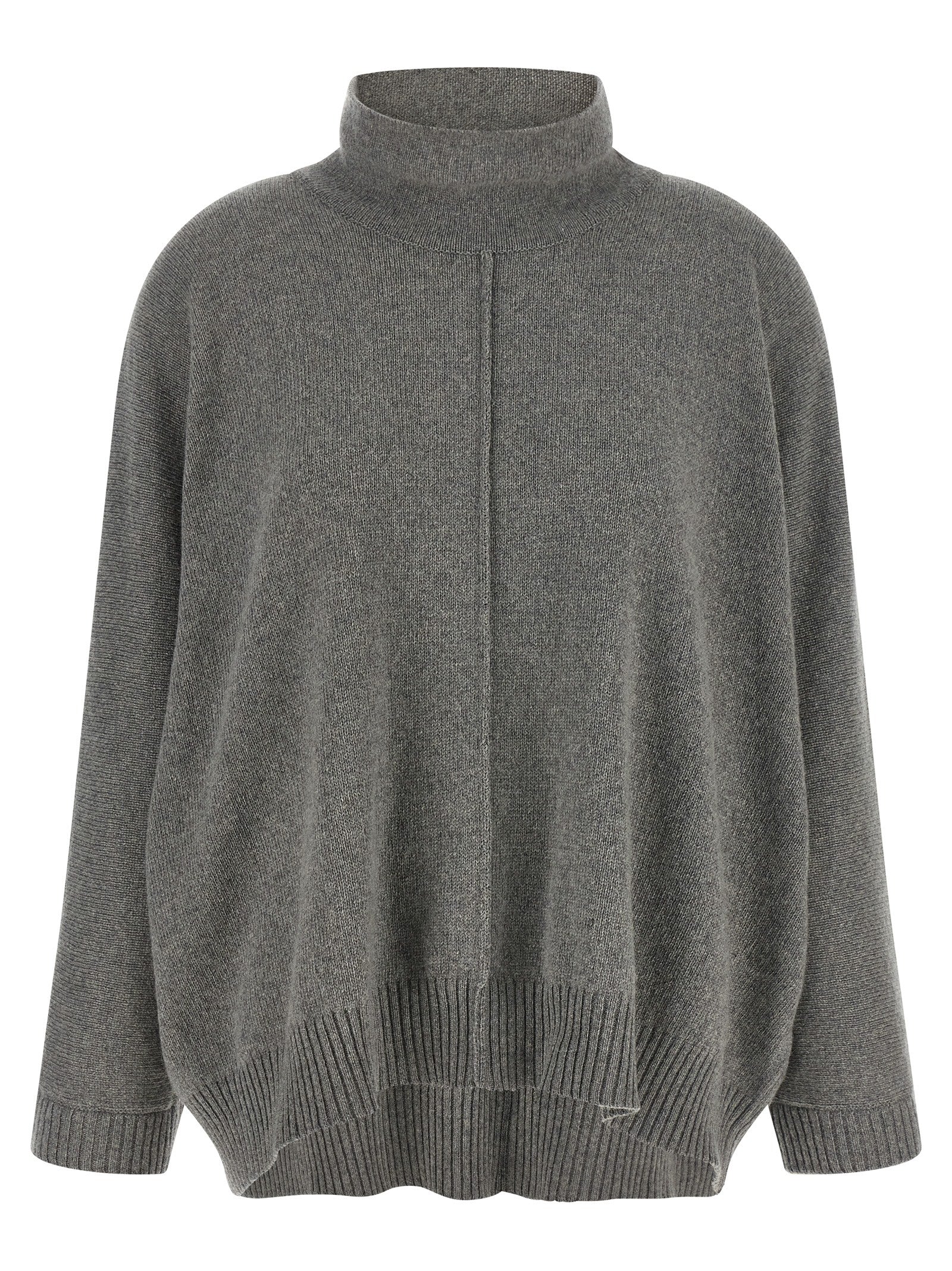 Cashmere Blend Turtleneck Sweater — Gray