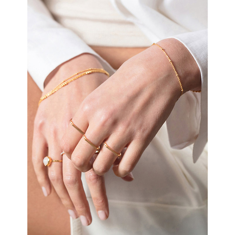 Womens Gold Beaded 18ct Gold-plated Vermeil Sterling Silver Bracelet 1SIZE