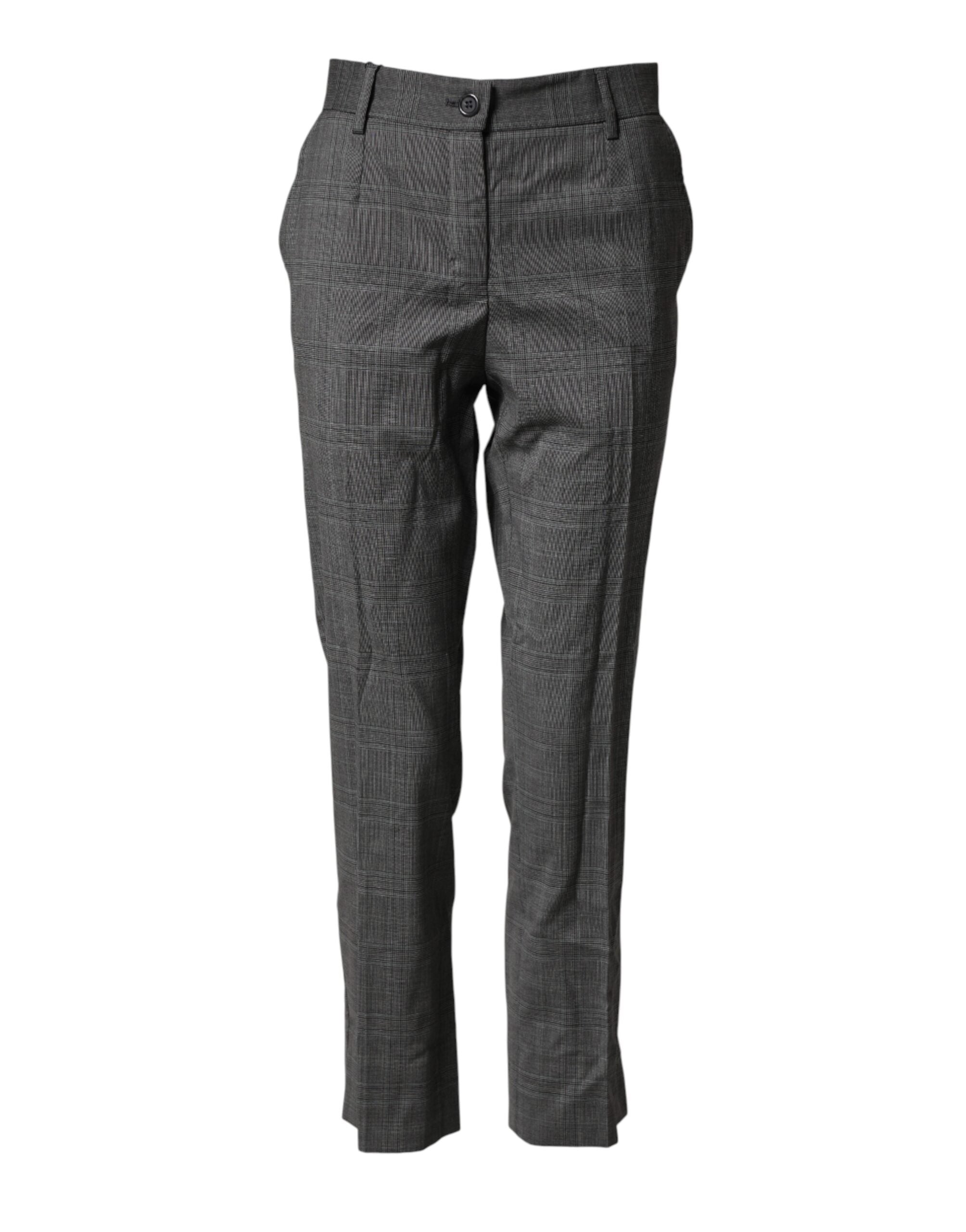 Check Tartan Virgin Wool Trousers — Gray