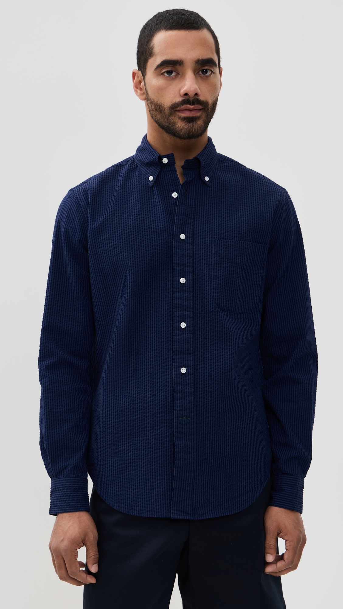 Gitman Vintage Indigo Seersucker Shirt Indigo