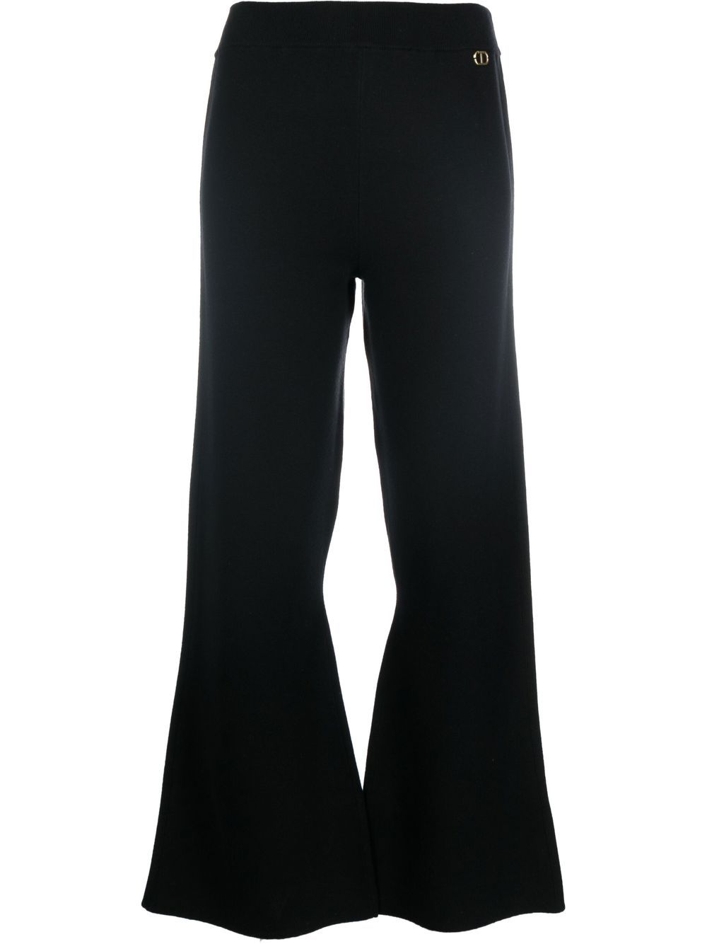 Knitted flared cropped trousers - Black