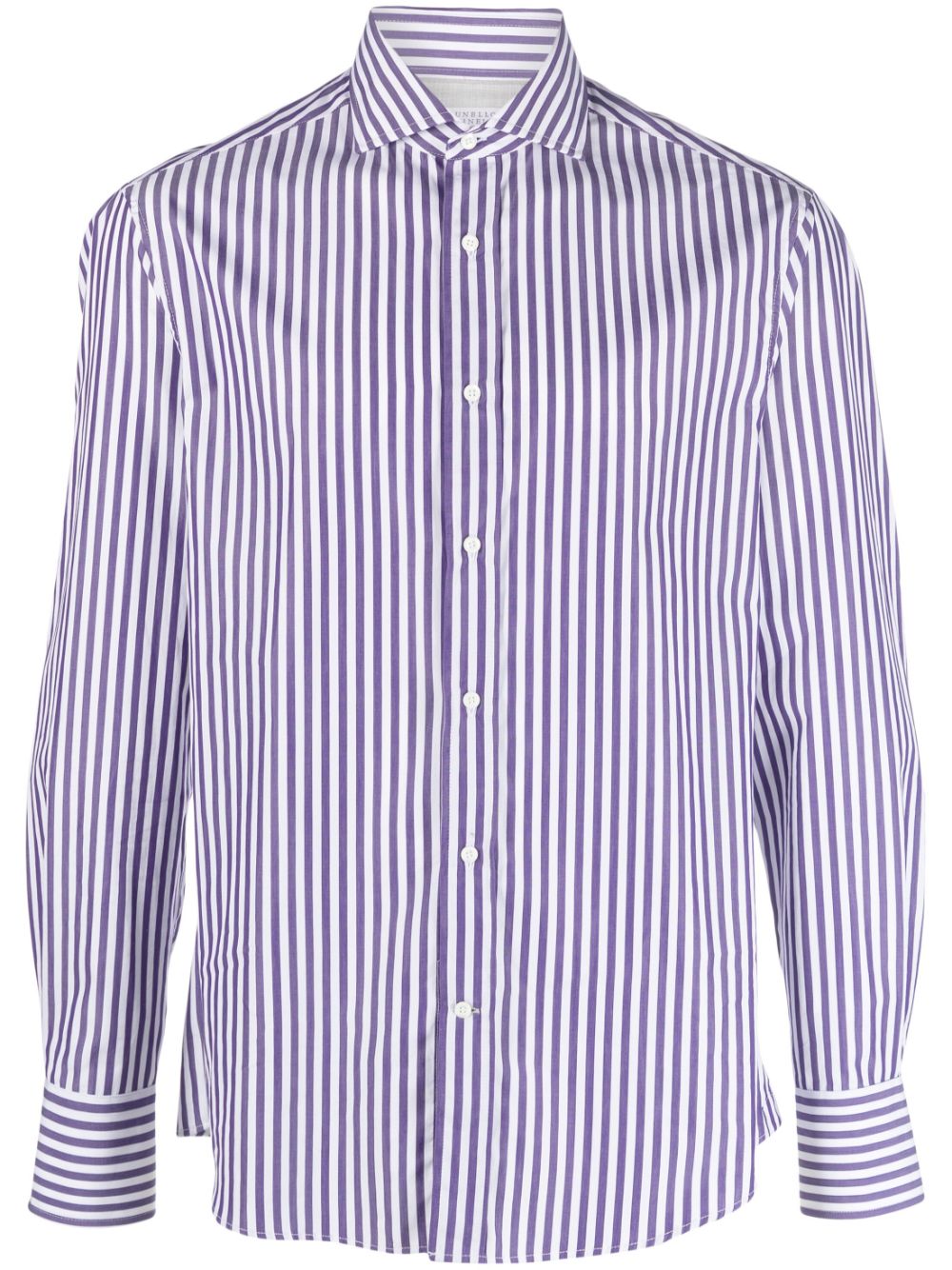 Striped long-sleeve cotton shirt - Purple