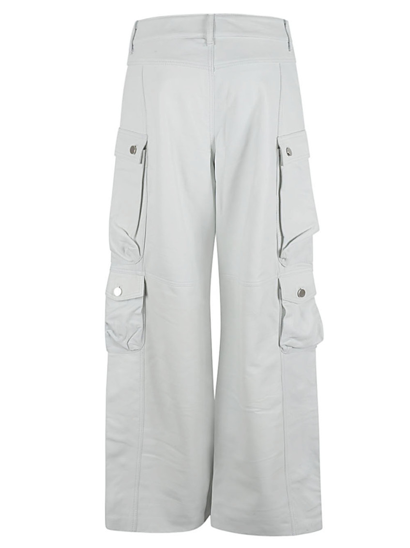 White Leather cargo pants