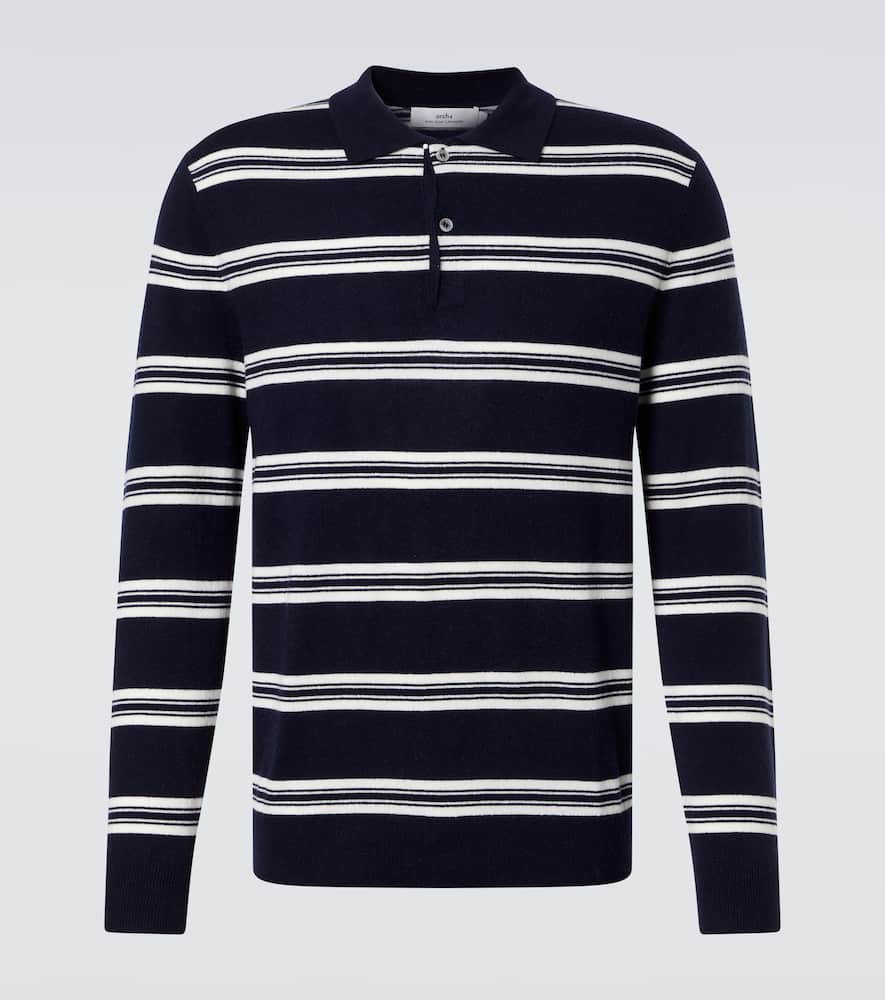 Mr Swansea striped cashmere polo sweater
