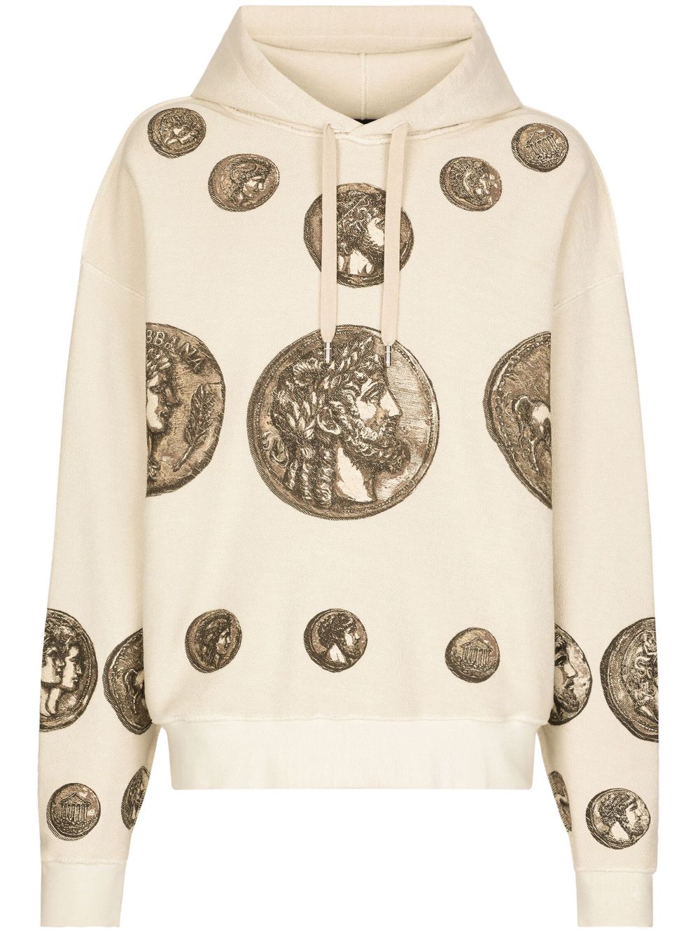 Graphic-print long-sleeved hoodie - Neutrals