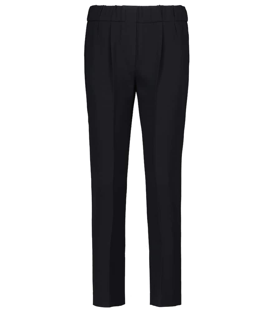High-rise silk-blend pants