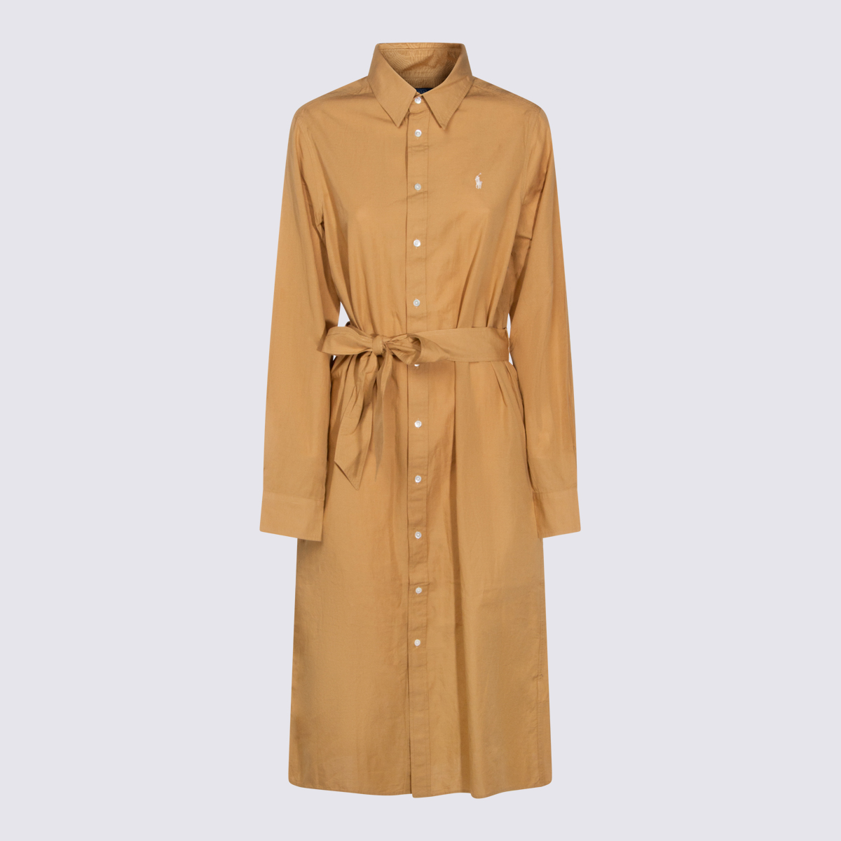 Cotton-Linen Belted Shirt Dress