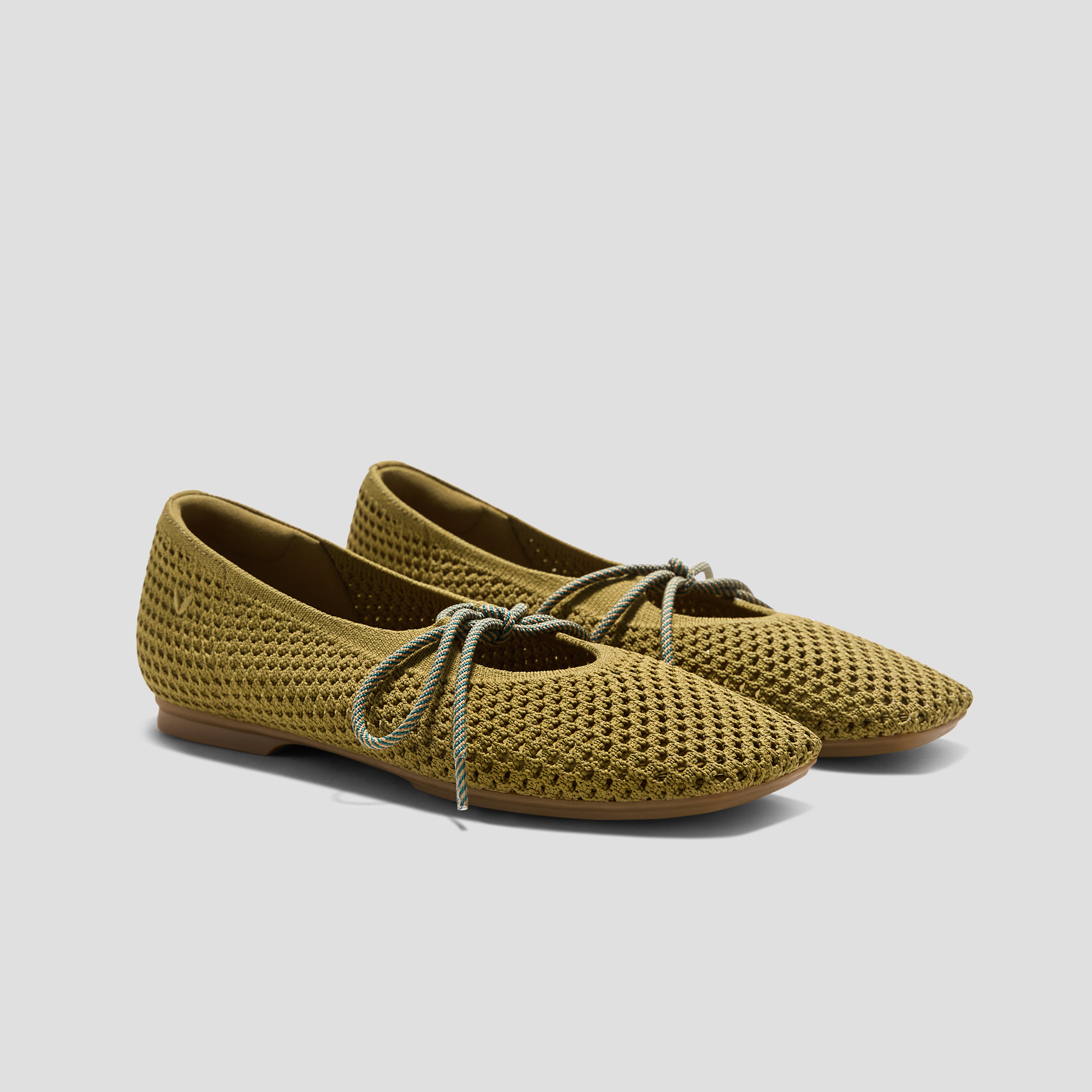 VIVAIA Margot Square-Toe Mesh Flats Makayla|MUSTARD