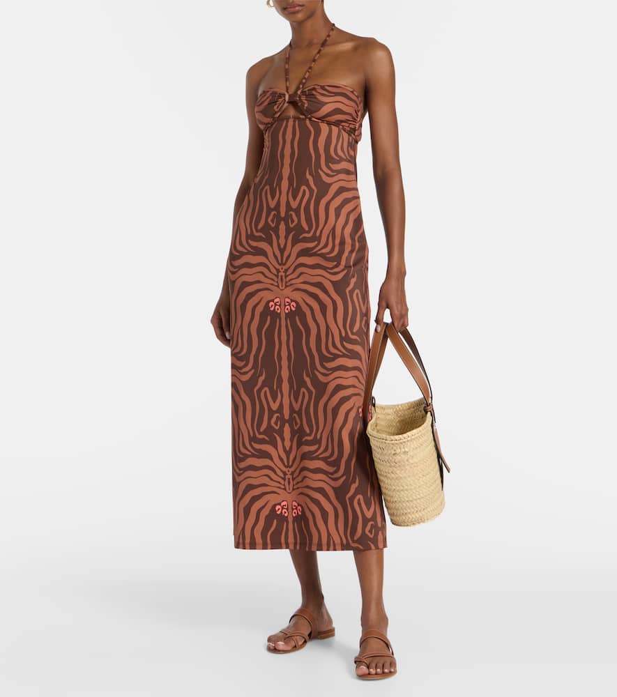 Jungle Palms printed midi dress