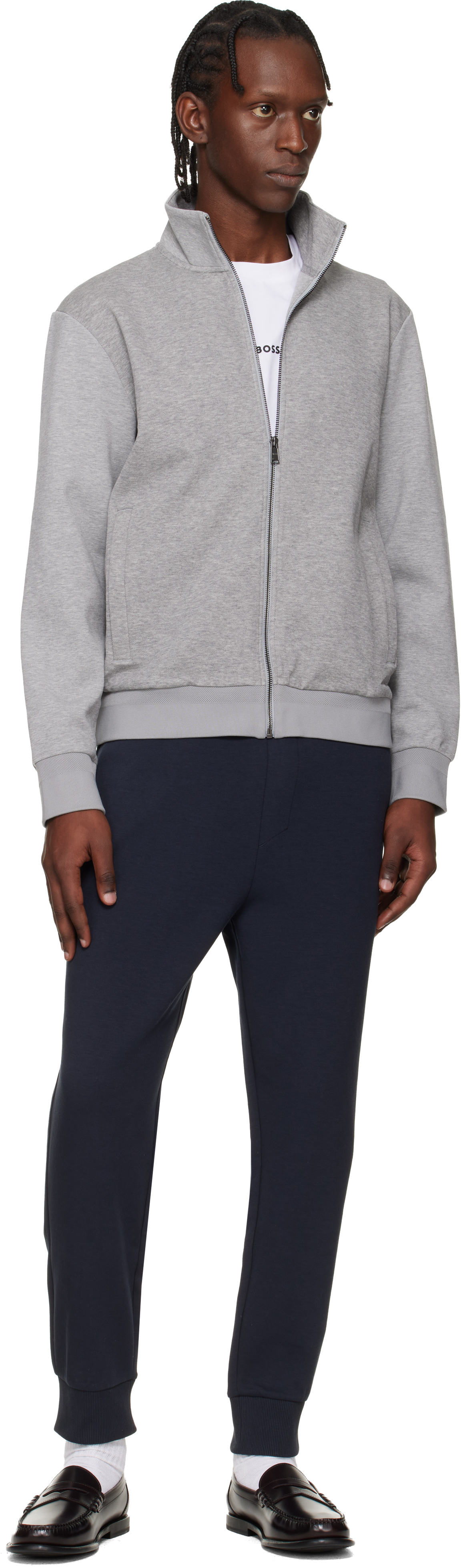 Gray Zip-Up Mercerized Stretch-Cotton Piqué Sweatshirt