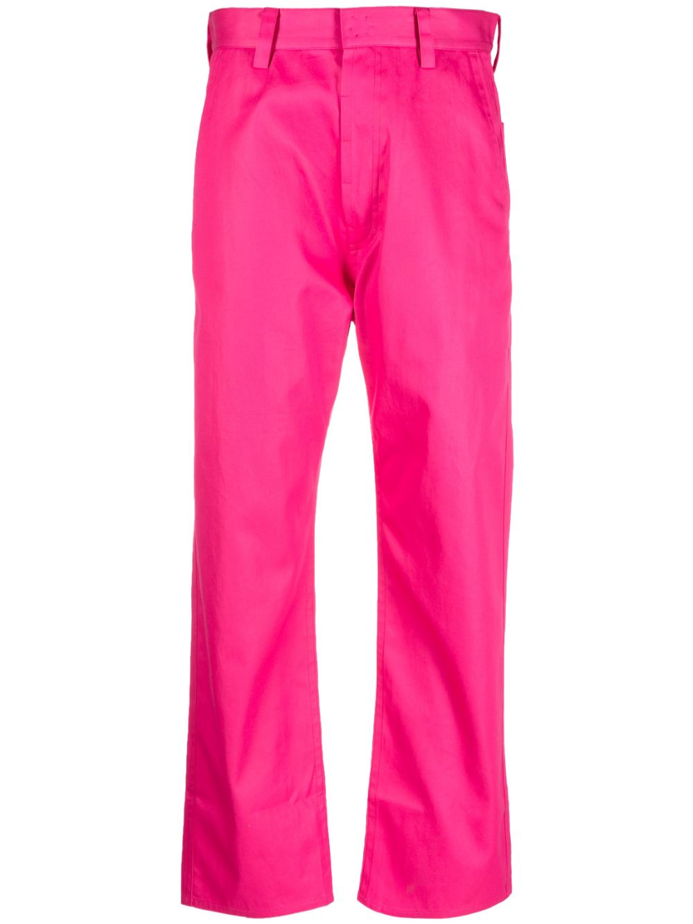 Straight-leg cropped cotton trousers - Pink