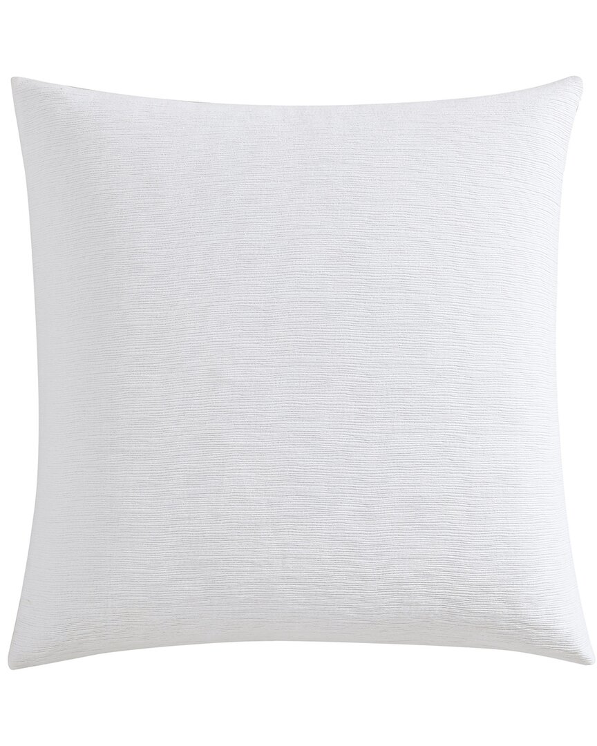 Solid Textured Pleats Jacquard Sham White