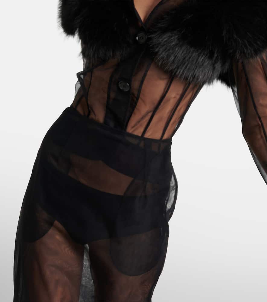 Sheer tulle pencil skirt