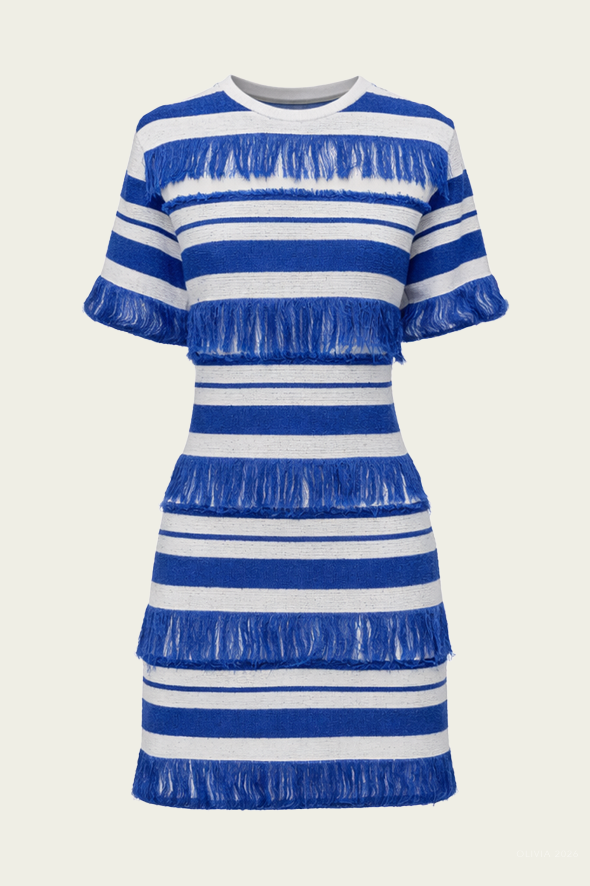 Torrance Knit Mini Dress in Royal Blue Stripe