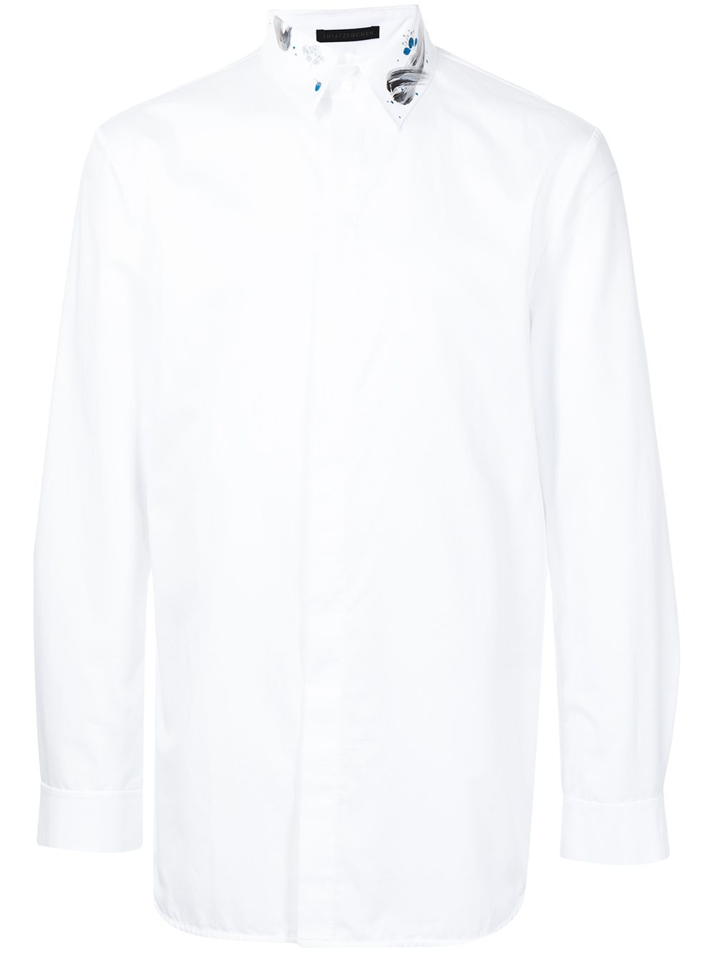Hand-drawn collar cotton shirt - White