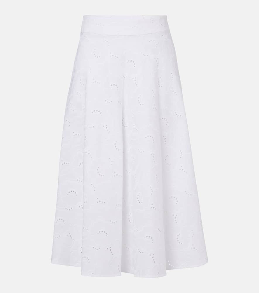 Summer Blossom broderie anglaise midi skirt