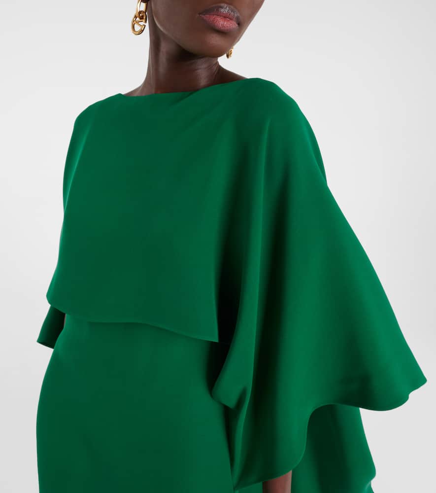Caped silk midi dress