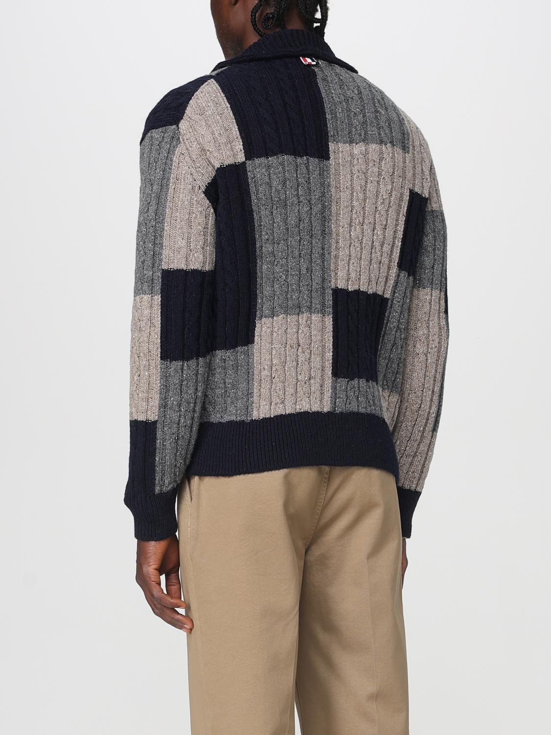 Patchwork cable-knit cardigan - Blue