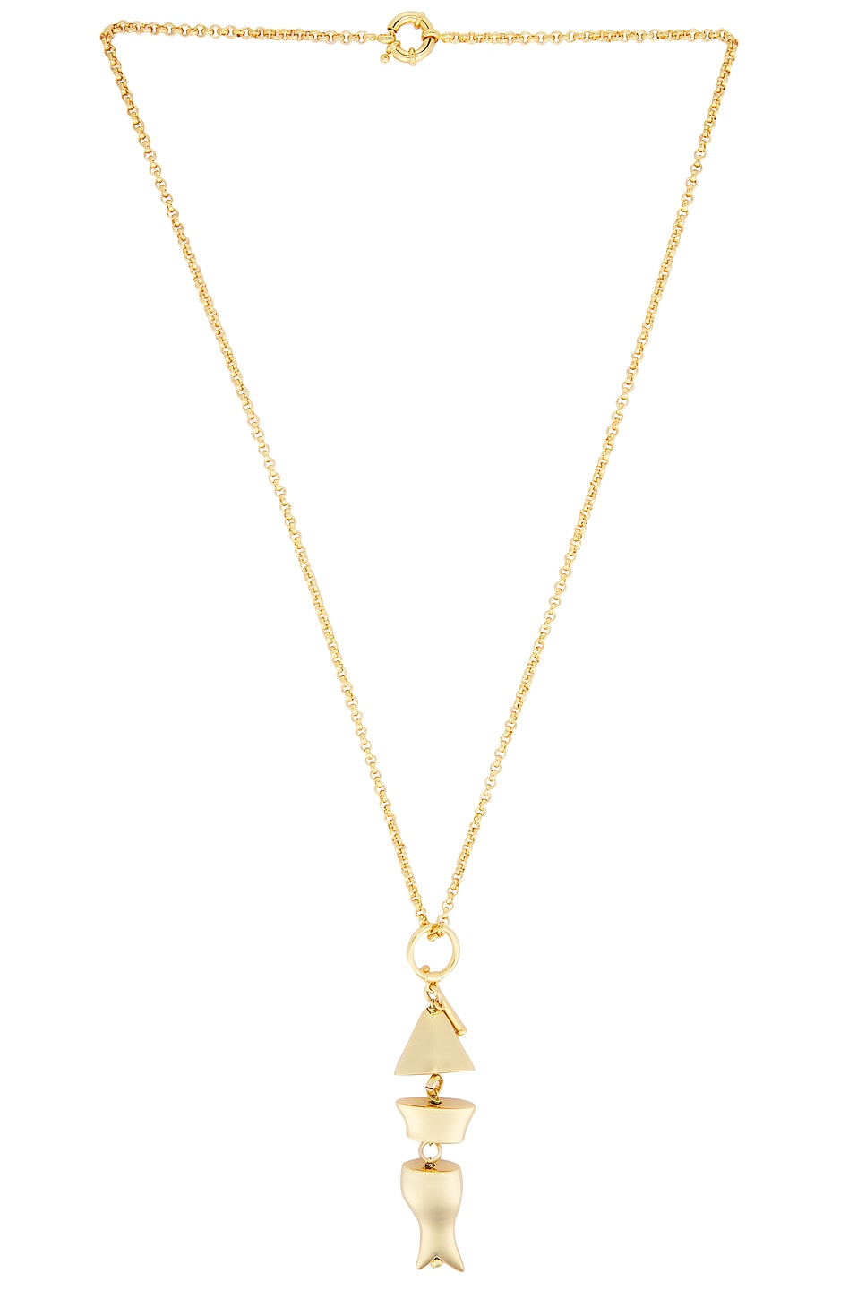 Timeless Pearly Fish Necklace in Multi - Metallic Gold. a