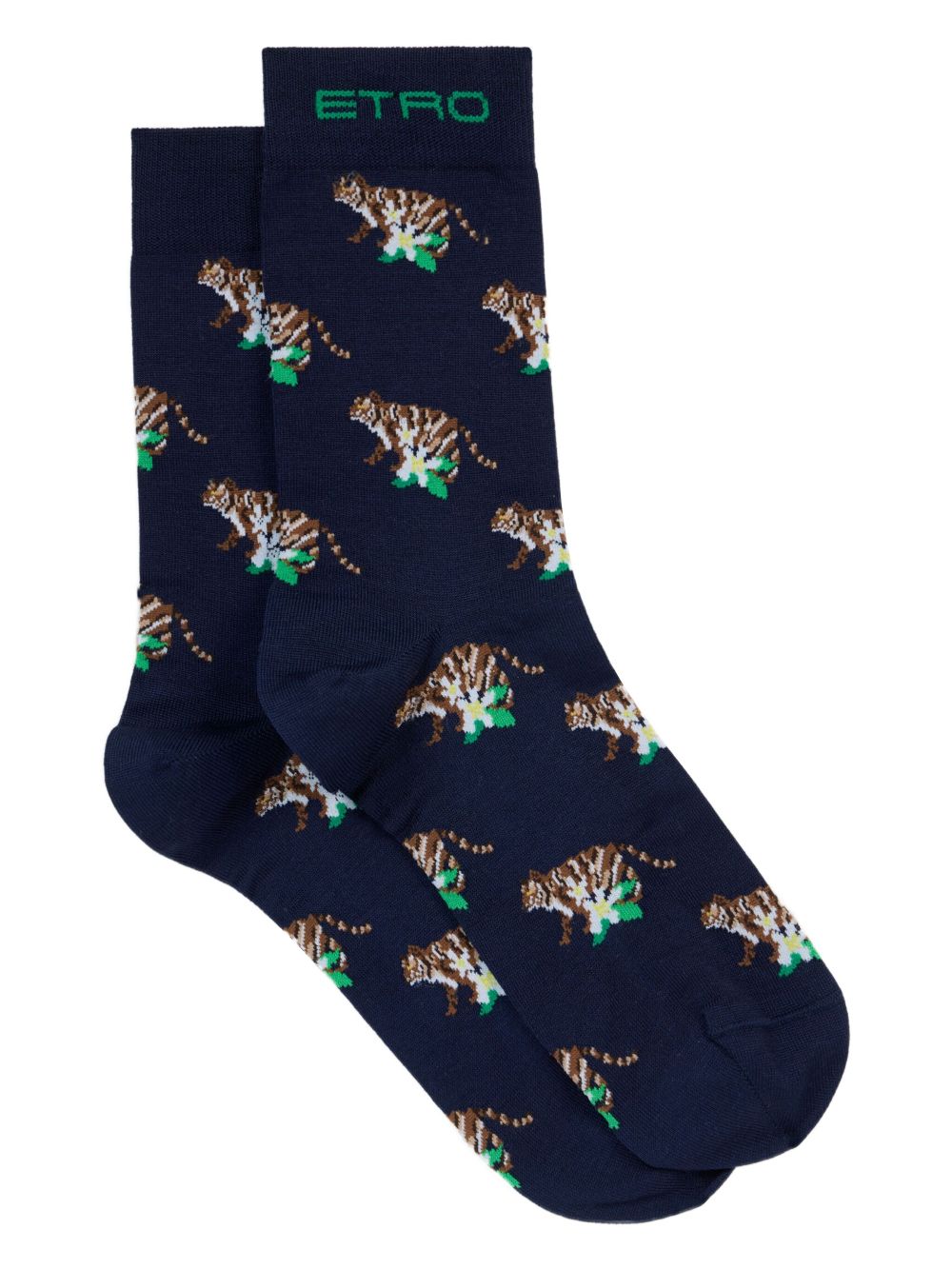 Tiger-jacquard socks - Blue