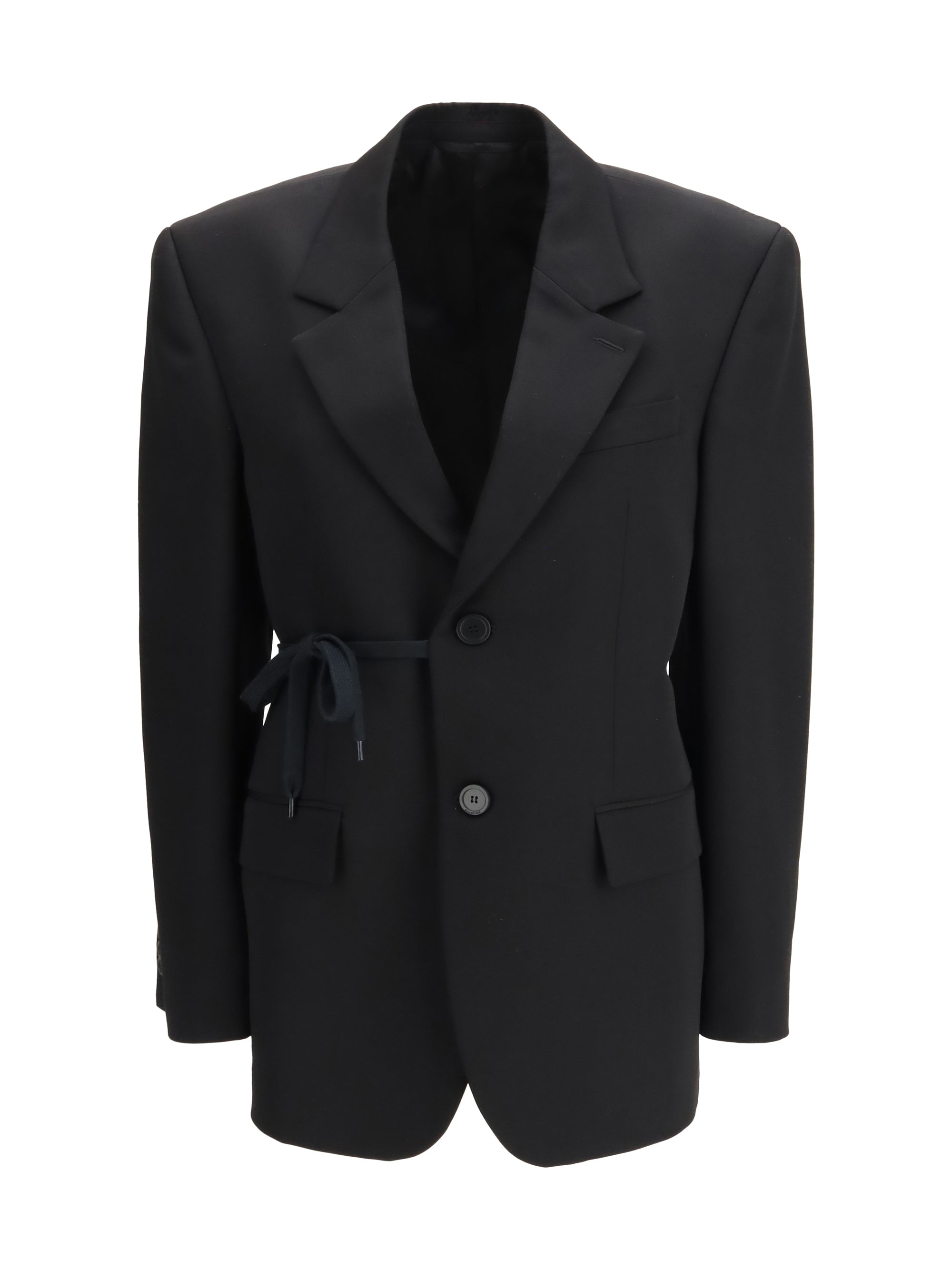 Barathea Wool Tailored Blazer — Black