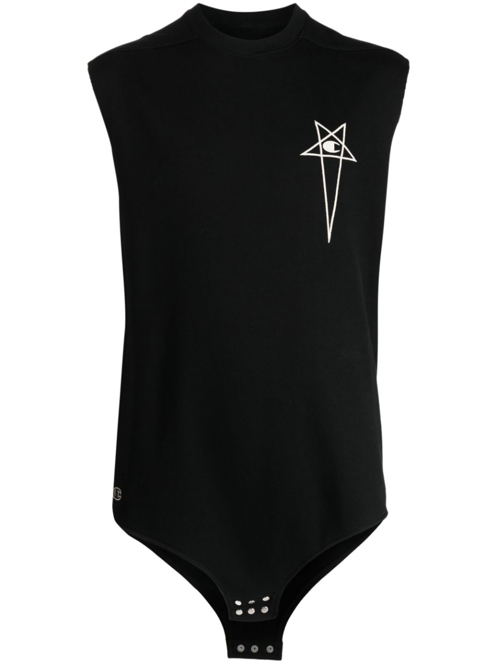 Logo-embroidered cotton tank top - Black