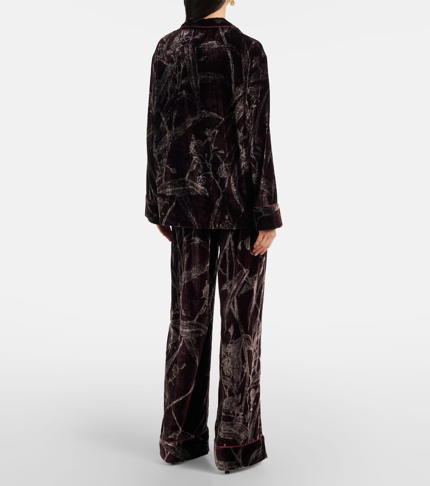 Floral satin pajama shirt
