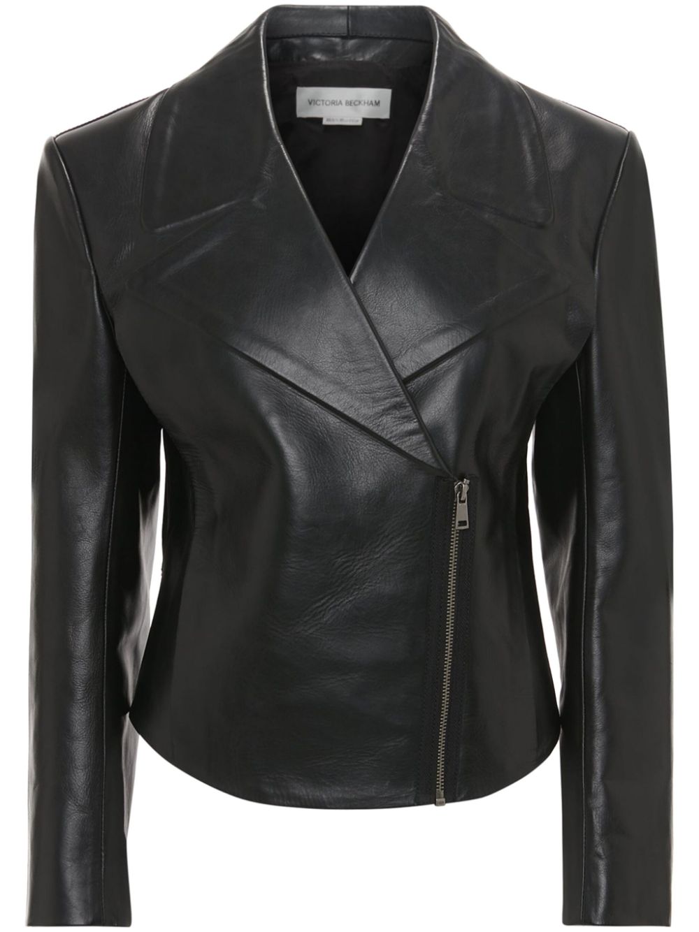 Tailored leather biker jacket - Black