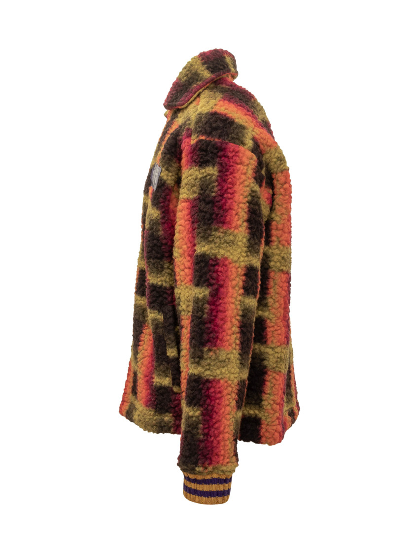 Multicolor Checks Shirt Collar Jacket
