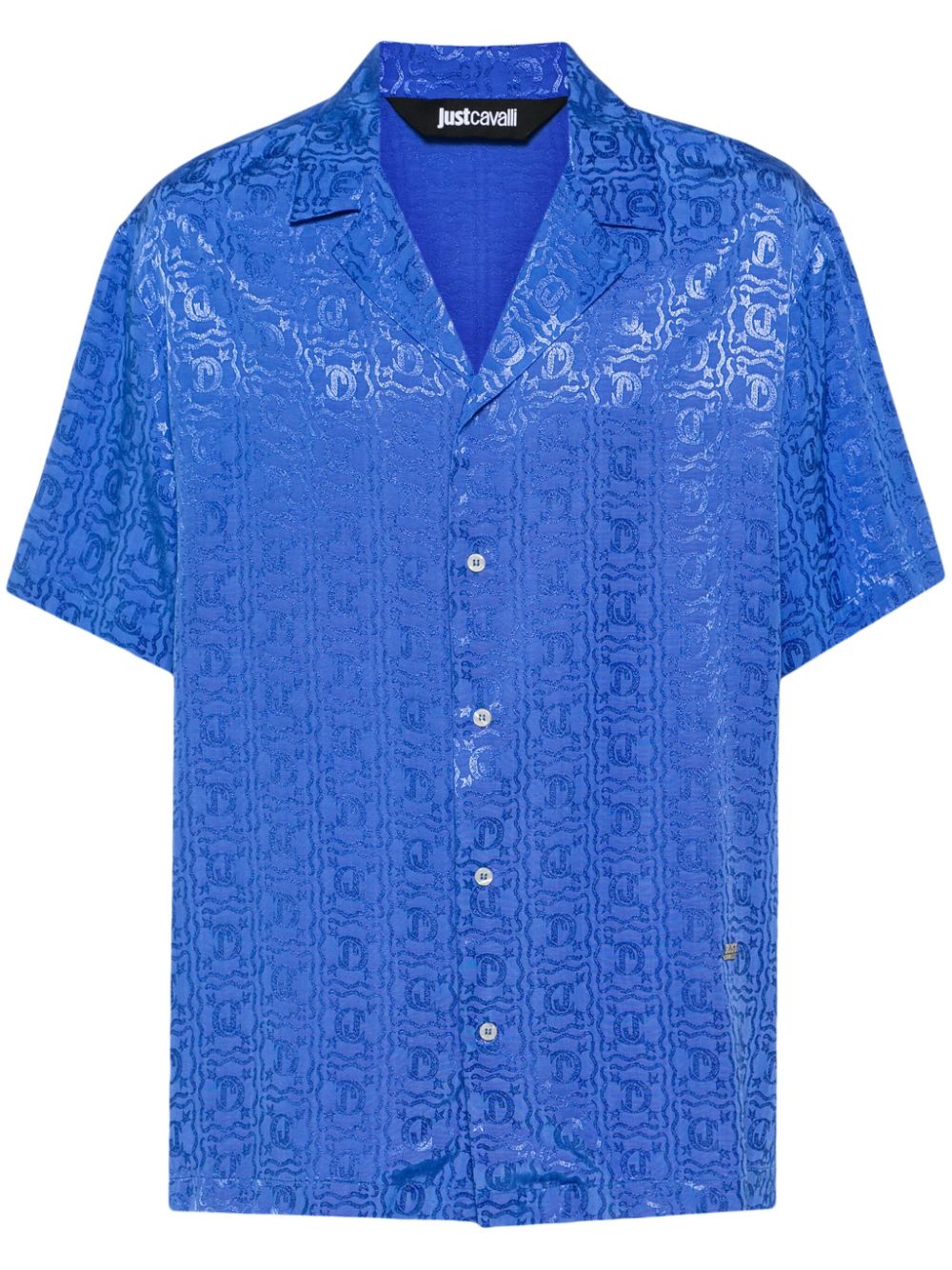 Logo-jacquard bowling shirt - Blue
