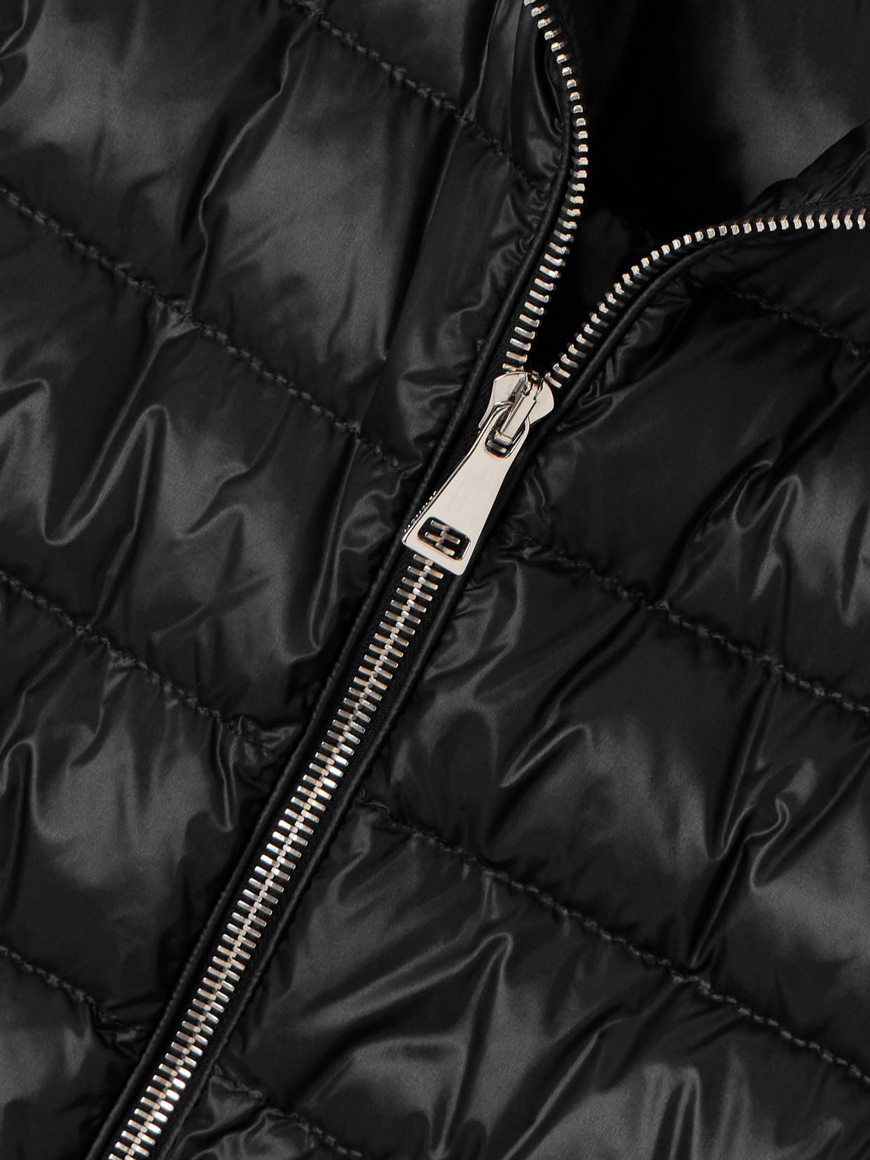 Wool And Quilted Shell Down Cardigan - Black