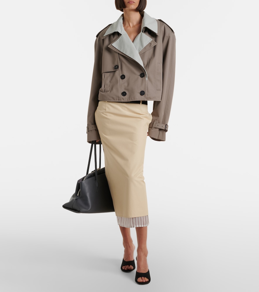 Cropped gabardine trench coat