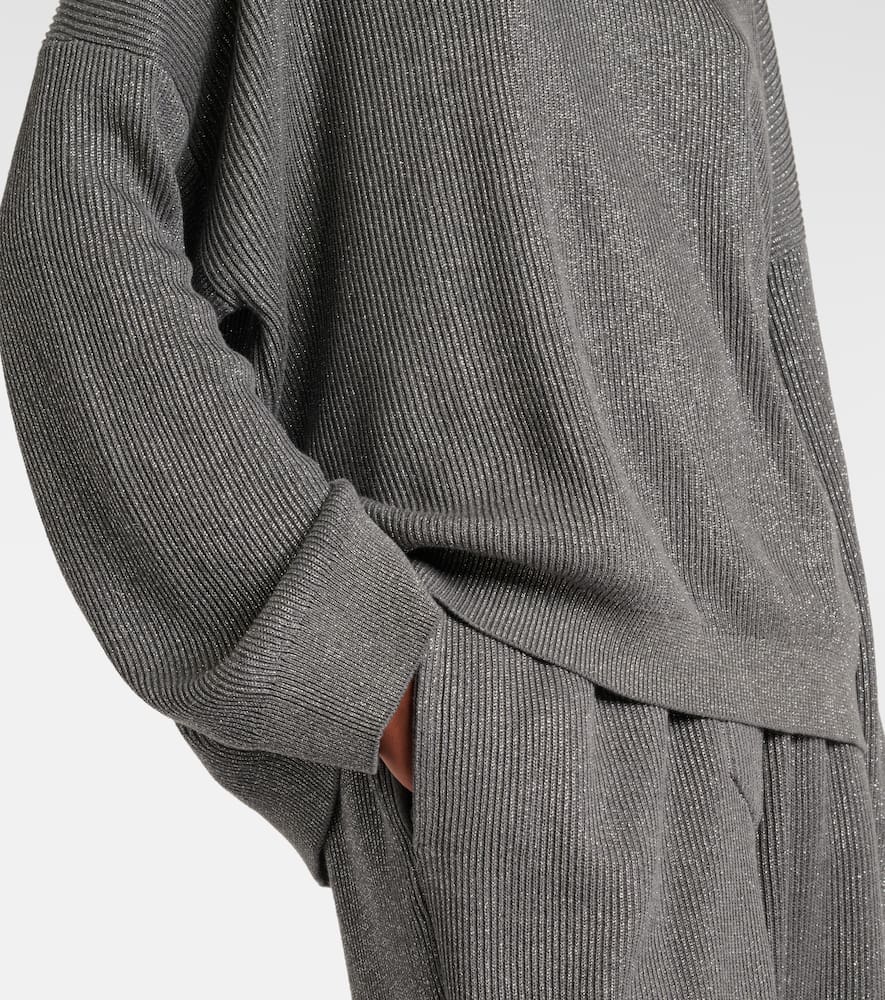 Cotton-blend lamé sweater