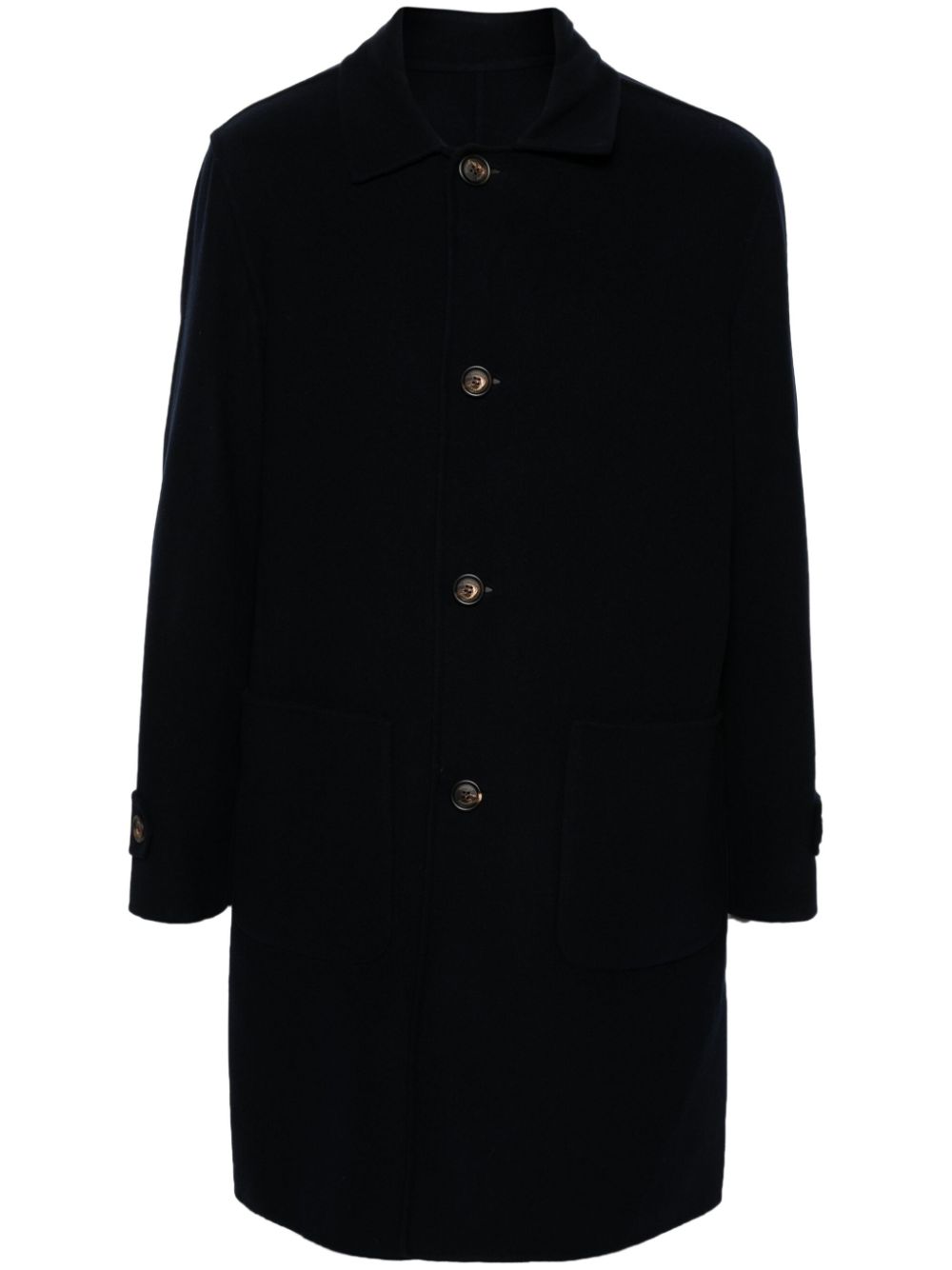 Single-breasted reversible wool coat - Blue