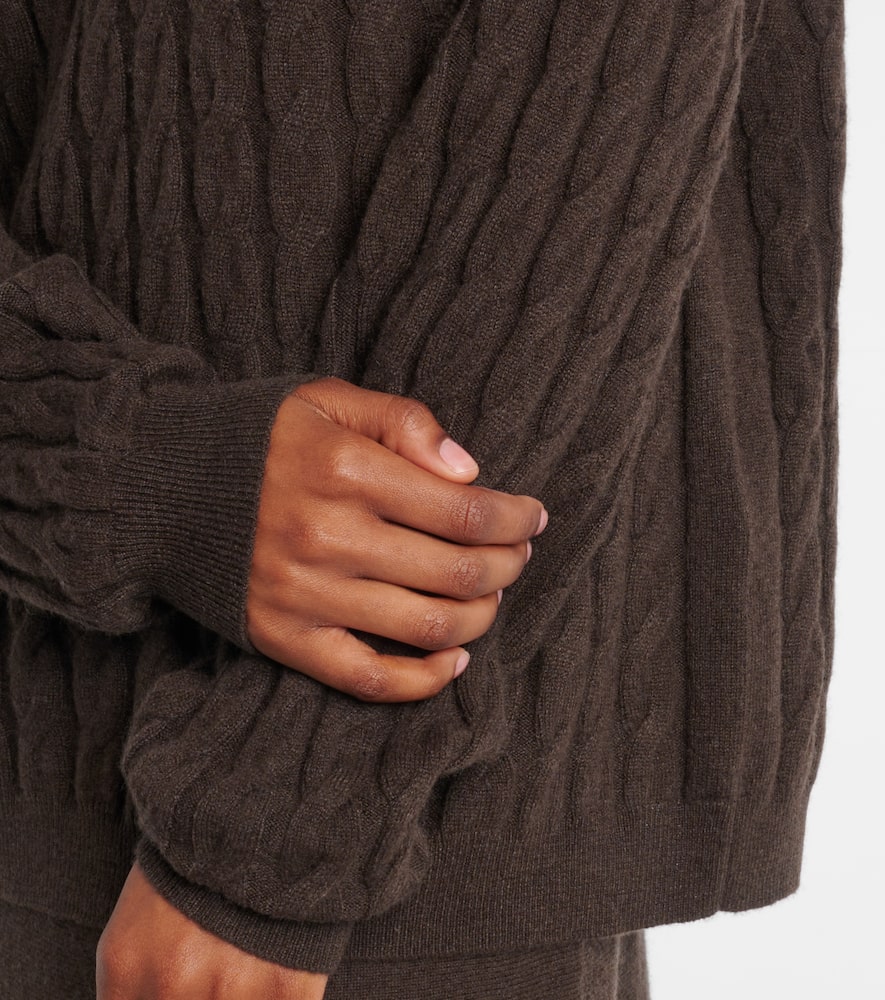 Cable-knit cashmere polo sweater